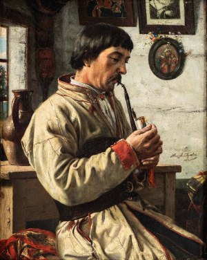 Henryk DYRDOŃ (1860 Koszyce - 1894 Kraków), Gospodarz bronowicki (Portret kosyniera w chacie), 1884