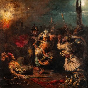 Wacław PAWLISZAK (1866 Warszawa - 1905 Warszawa), Scena batalistyczna