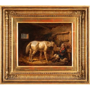 Henryk PILLATI (1832 Warszawa - 1894 Warszawa), W stajni, 1862?