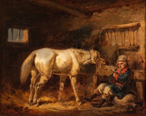 Henryk PILLATI (1832 Warsaw - 1894 Warsaw), In the Stables, 1862?