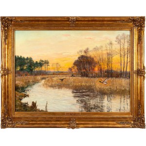 Michal GORSTKIN-WYWIÓRSKI (1861 Warsaw - 1926 Berlin), Ducks by the water
