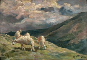 Michał STAŃKO (1901 Sosnowiec - 1969 Zakopane), Sheep in the Hall