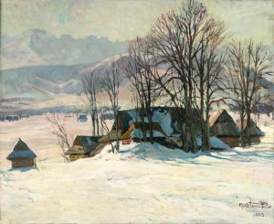 Michał STAŃKO (1901 Sosnowiec - 1969 Zakopane), Mountain landscape with huts, 1953