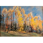 Togo Kazimierz FAŁAT (1904 - 1981 Londyn), Pejzaż jesienny z brzozami