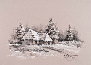 Wiktor ZIN (1925 Hrubieszow - 2007 Rzeszow), Landscape with cottages