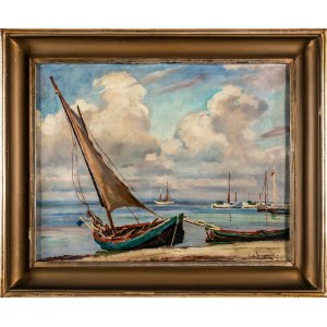 Stanislaw ŻURAWSKI (1889 Krosno - 1976 Krakow), Boats on the Seashore