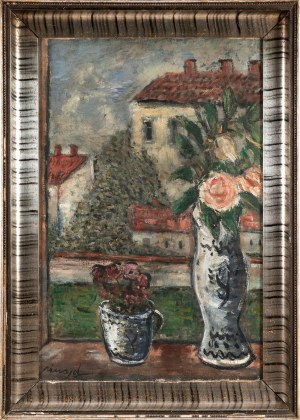 Emil SCHINAGEL (1899 Drohojów - 1943 Lwów), Martwa natura na tle architektury
