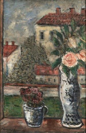 Emil SCHINAGEL (1899 Drohojów - 1943 Lwów), Martwa natura na tle architektury