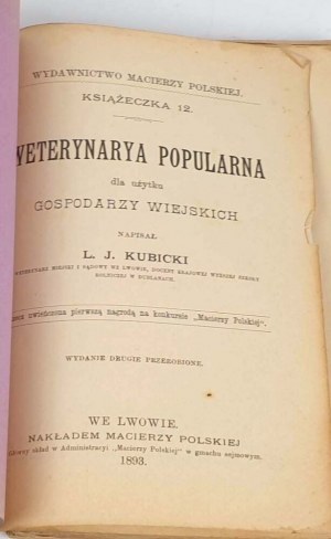 KUBICKI- A POPULAR VETERINARY for the use of rural farmers 1893
