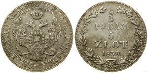 Polonia, 3/4 rublo = 5 zloty, 1839 MW, Varsavia