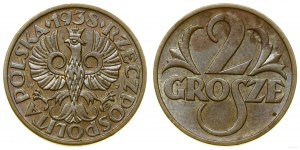 Polonia, 2 grosze, 1938, Varsavia