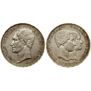 Belgia, 5 franków zaślubinowe, 1853, Bruksela