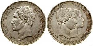 Belgia, 5 franków zaślubinowe, 1853, Bruksela