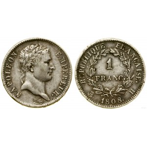 Francja, 1 frank, 1808 H, La Rochelle
