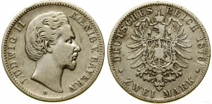 Německo, 2 marky, 1876 D, Mnichov