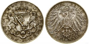 Německo, 2 marky, 1904 J, Hamburg
