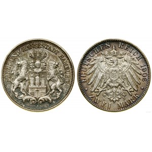 Niemcy, 2 marki, 1906 J, Hamburg