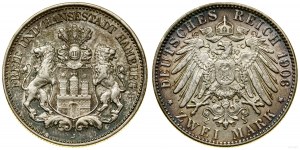 Niemcy, 2 marki, 1906 J, Hamburg
