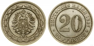 German Empire, 20 fenig, 1887 A, Berlin
