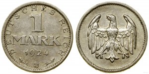 Deutschland, 1 Mark, 1924 J, Hamburg
