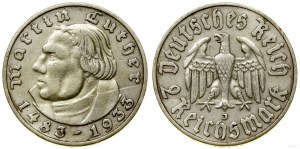Německo, 2 marky, 1933 J, Hamburg
