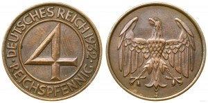 Německo, 4 fenigy, 1932 J, Hamburg