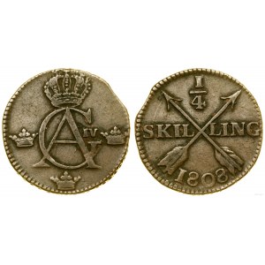 Szwecja, 1/4 skillinga, 1808, Avesta