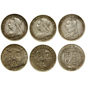Wielka Brytania, zestaw 3 x 1 szyling, 1891, 1895, 1897, Londyn