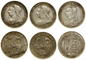 Wielka Brytania, zestaw 3 x 1 szyling, 1891, 1895, 1897, Londyn
