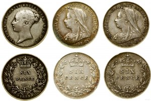United Kingdom, lot 3 x 6 pence, 1839, 1893, 1897, London
