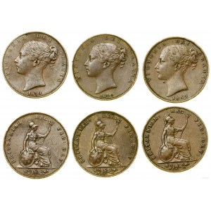 Wielka Brytania, zestaw 3 x farthing, 1839, 1840, 1853, Londyn