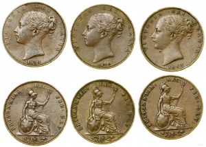 United Kingdom, set of 3 x farthing, 1839, 1840, 1853, London