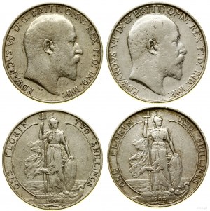 Regno Unito, lotto 2 x 1 fiorino, 1902, 1903, Londra