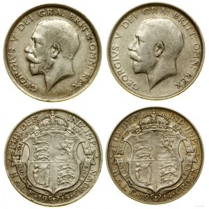 Wielka Brytania, zestaw 2 x 1/2 korony, 1914, 1915, Londyn