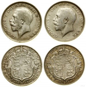 Wielka Brytania, zestaw 2 x 1/2 korony, 1914, 1915, Londyn