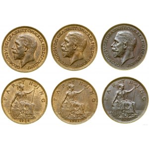 Wielka Brytania, lot 3 x farthing, 1927, 1931, 1936, Londyn