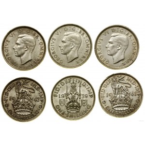 Wielka Brytania, lot 3 x 1 szyling, 1939, 1941, 1942, Londyn