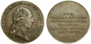 Polsko, žeton ražený u příležitosti pocty, kterou Halič zaplatila Františkovi II. v Krakově, 1796.