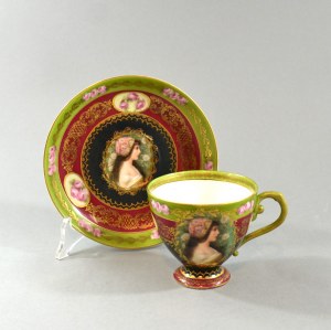 Cup and saucer, Bohemia, Klosterle-Thun, 1850-1870.