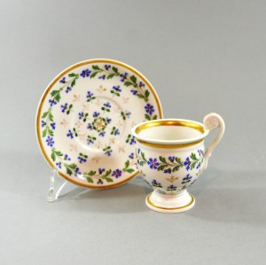 Cup and saucer, Biedermeier, mid-19th century.