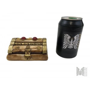 Decorative Casket with Metal Fittings Made of Horn.