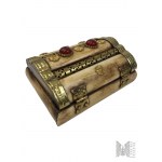 Decorative Casket with Metal Fittings Made of Horn.