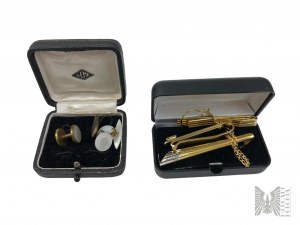 Jewelry Filled Ornamental Casket with Plant Motifs and Two Sets of Cufflinks