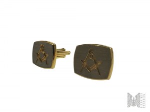 Two Cufflinks with the Freemason's Symbol of the Barber and the Brickbug