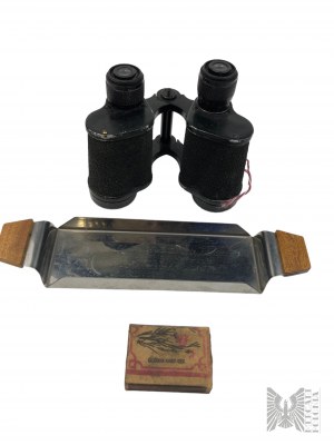 People's Republic of Poland - Binoculars Without Medusa Set: Metal Glass Stand, Binoculars, Lighter in Case, Box of Matches