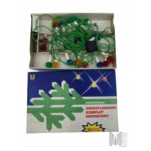 PRL, Pabianice - Miniaturowy Oświetleniowy Komplet Choinkowy, Pabianicka Fabryka Żarówek POLAM-Pabianice - Oryginalne Opakowanie