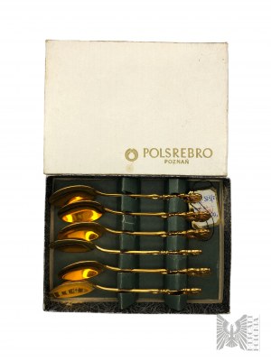 PRL - Gold-plated Dessert Spoons, Polsilver Poznan - 6 Pieces