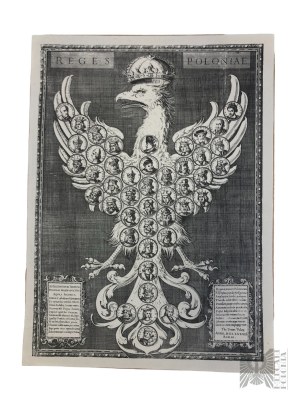 Thomas Treter (1547-1610) - “Reges Poloniae” (1588 r.), Odbitka z Miedziorytu na Papierze Czerpanym, Lata 80. XX w.