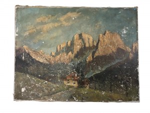 Unknown Artist (20th century?) - Mountain Landscape Painting, Oil on Canvas*.