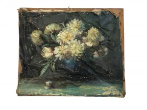 Unknown Artist (20th Century?) - Renovation Painting Still Life with Bouquet of Flowers, Oil on Canvas*.